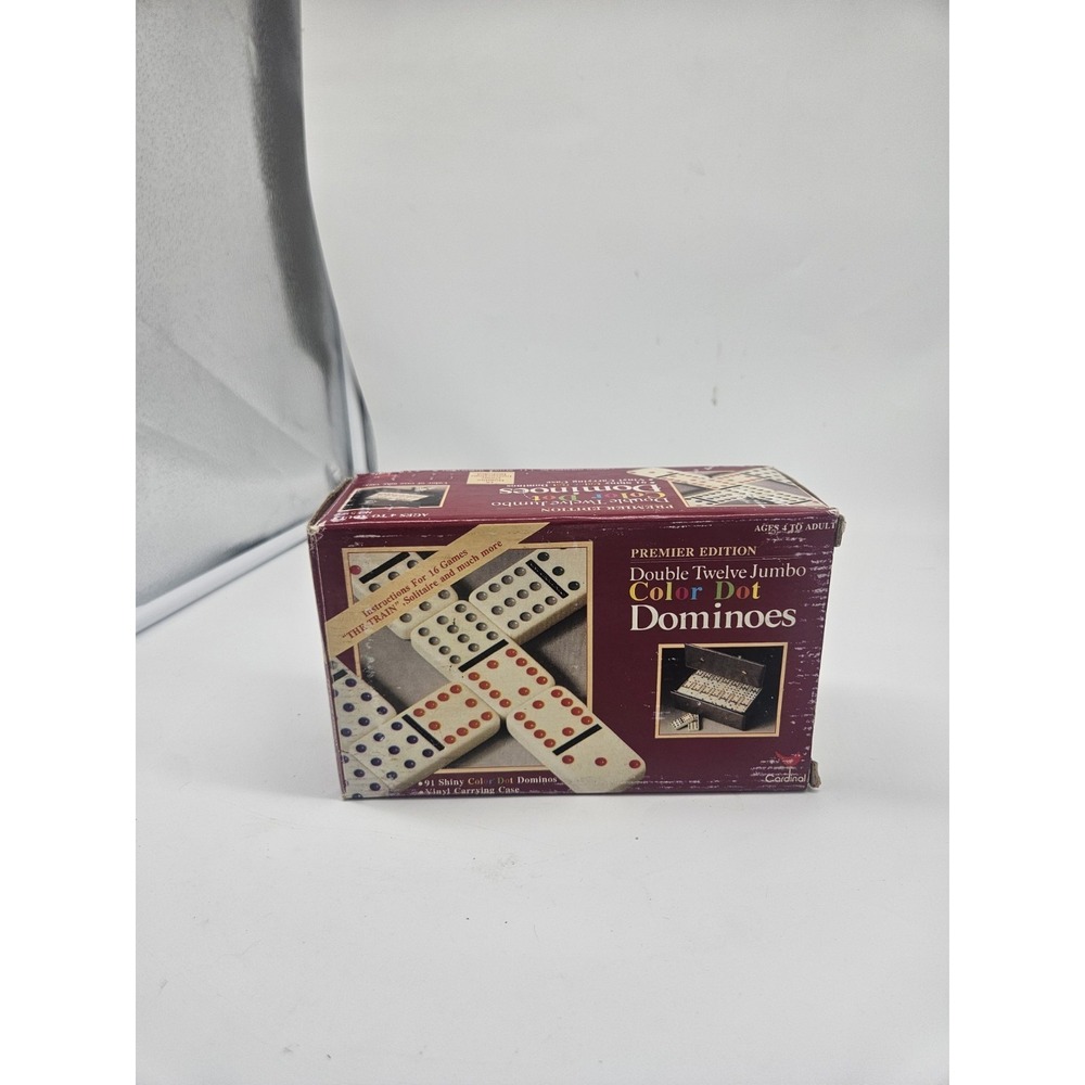 Vintage 1990s Cardinal Premier Editon Double 12 Jumbo Color Dot Domino's